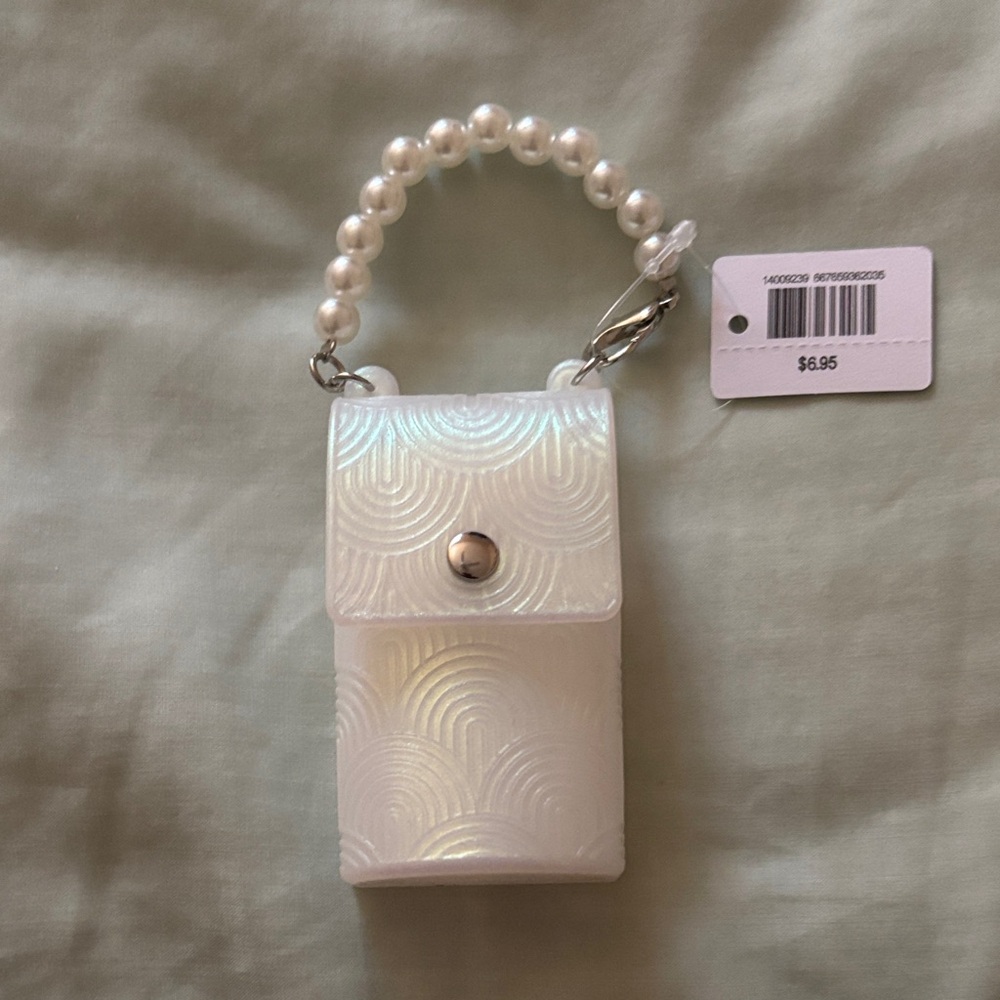 Bath & Body Works Iridescent Pearl Hand Sanitizer Holder with Beaded Strap